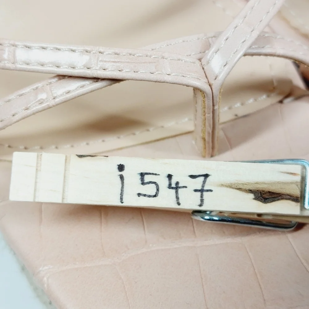NEW Simmi Fabiana Nude Faux Croc Print Strappy Buckle Wedge Summer Sandals I547